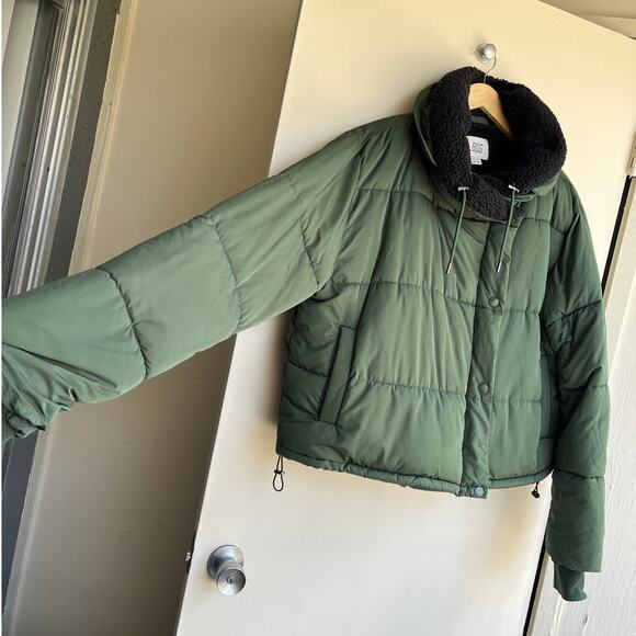 BDG Marlow Puffer Fleece Basic Staple Classic Jacket Coat Green Black Sz XL $119 - Picture 12 of 16